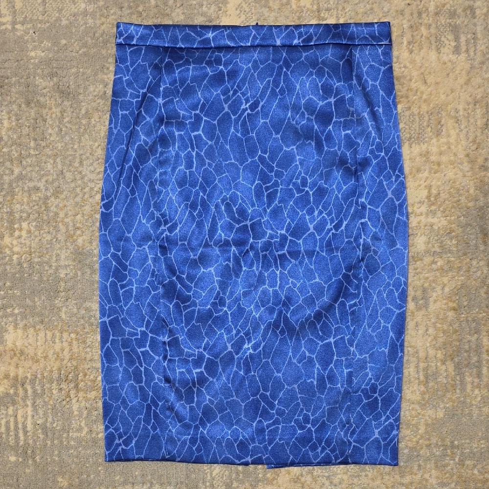 Guess Collection Blue Watercolor Reflection High Waist Pencil Skirt Size 2